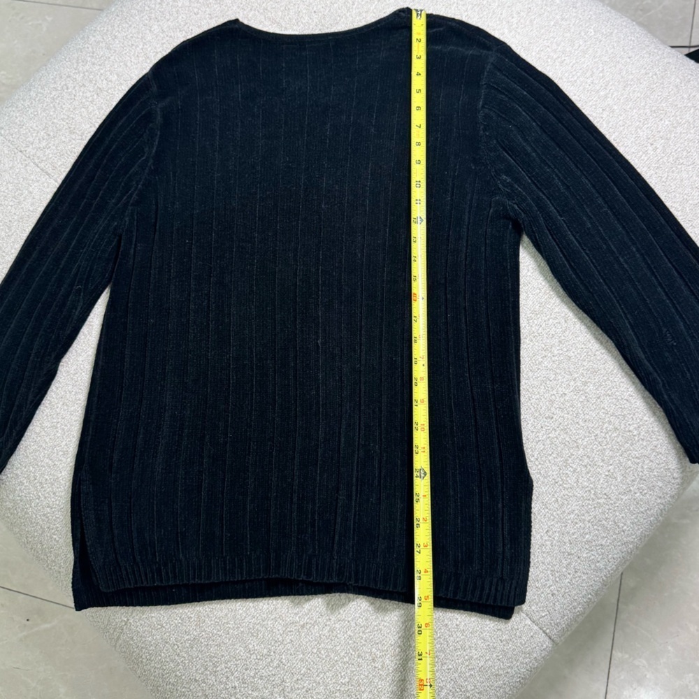 Vintage Faded Glory Black Ribbed Knit Sweater Women’s Large - Picture 7 of 8